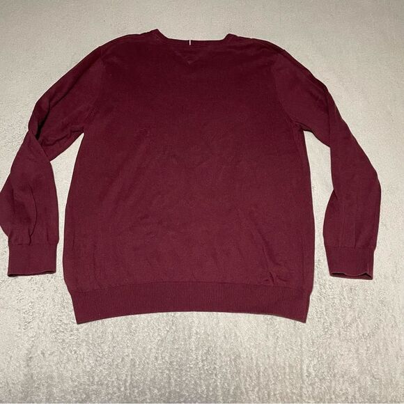 TOMMY Hilfiger 100% cotton v-neck sweater size XXL burgundy very good condition - Picture 5 of 8
